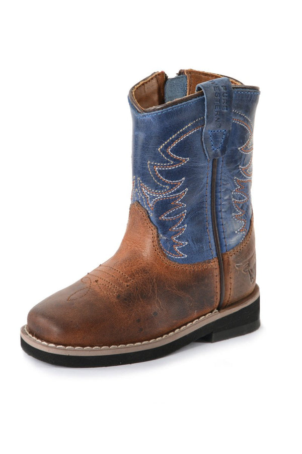 Pure Western - Toddler - High Top Boot (T) - Judd ~ Rust/Oil Blue