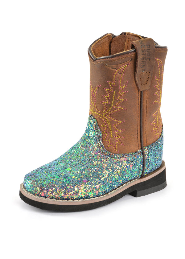 Pure Western - Toddler - High Top Boot (T) - Sadie ~ Blue Glitter