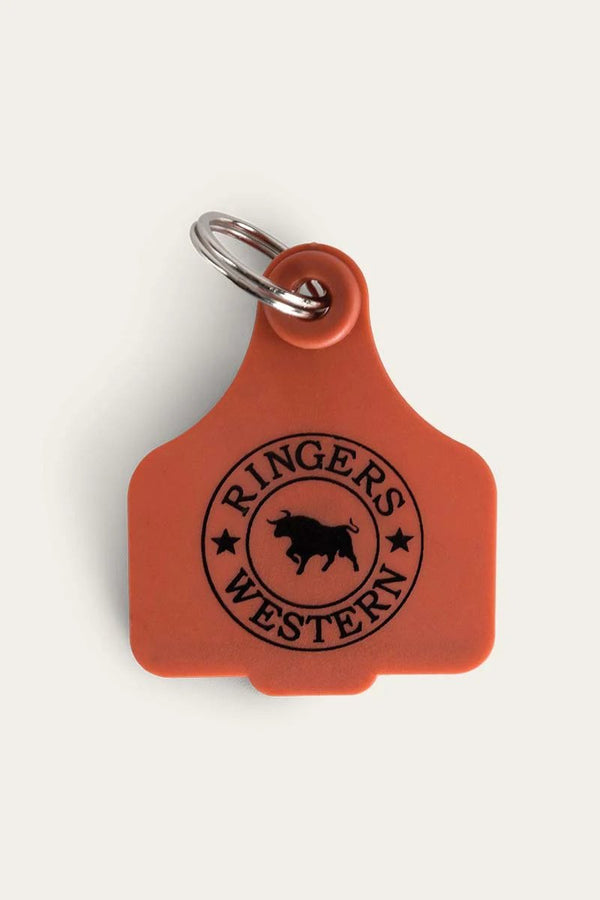 Ringers Western - Cattle Tag Keyring - Burnt Orange