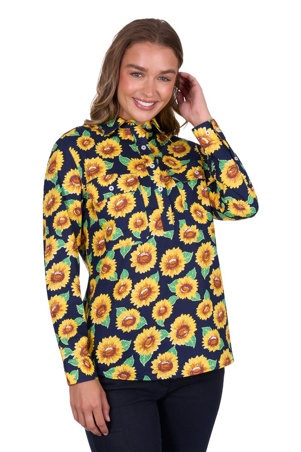 Hard Slog - Womens - Ally Half Placket Shirt - Multi