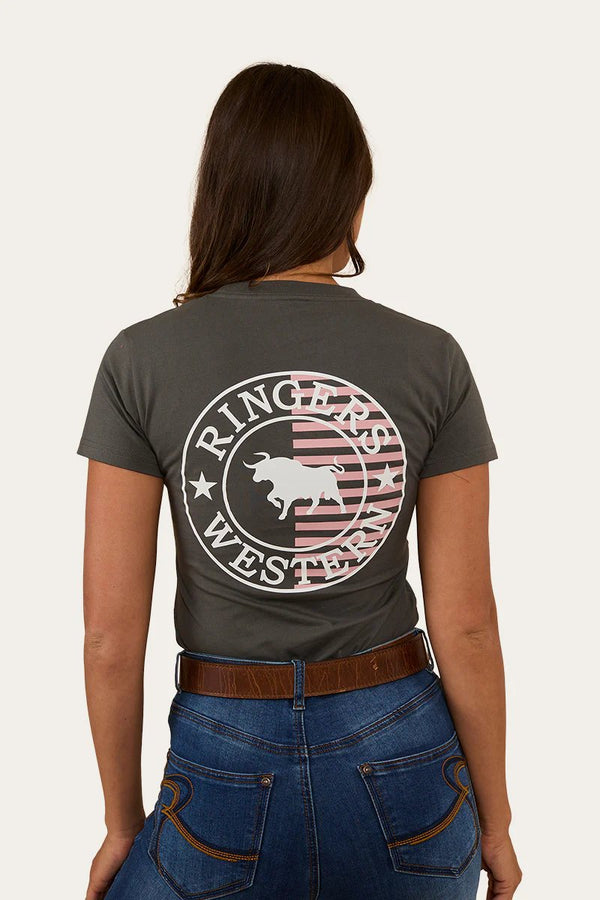 Ringers Western - Womens - Signature Bull Classic Flag Tee-VintBlac