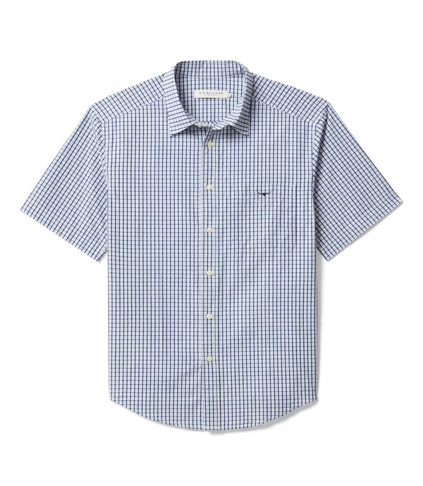 R.M.Williams - Mens - Augusta Poplin S/Sleeve Shirt-White/Blue