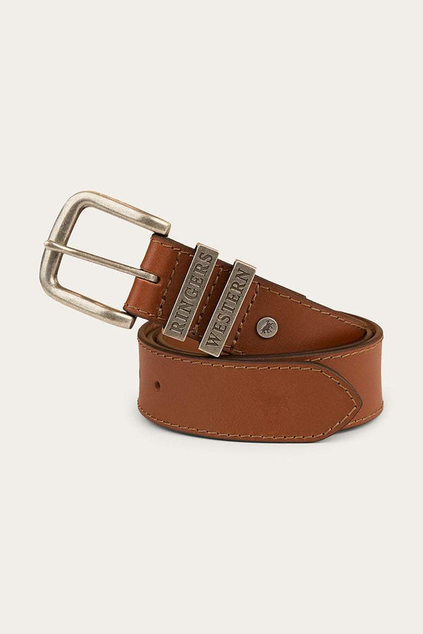 Ringers Western - James Leather Belt - Tawny Brown/Silver