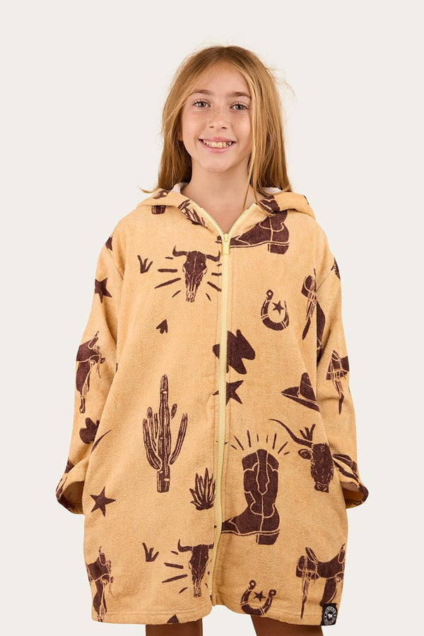 Ringers Western - Kids - Boot Scootin Zip Thru Towel ~ Dark Sand