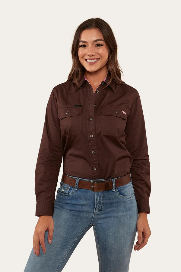Ringers Western - Womens - Pentecost Full Button Shirt - Choc/Pink