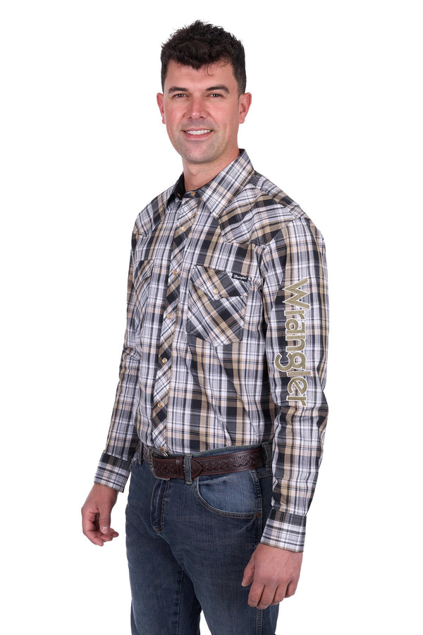 Wrangler - Mens - Joel Logo Shirt - Black/Tan