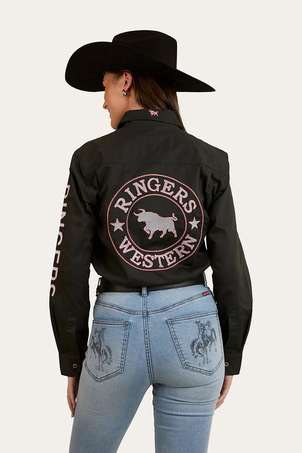 Ringers Western - Womens - Jillaroo Full Button Shirt - Charc/DRose