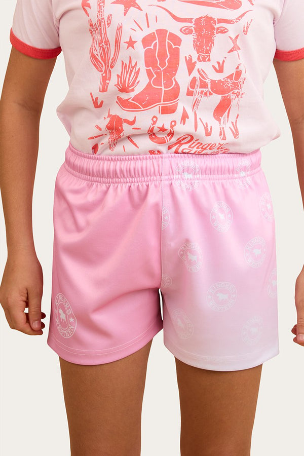 Ringers Western - Kids - Footy Short Ringers SignBull ~ Pink