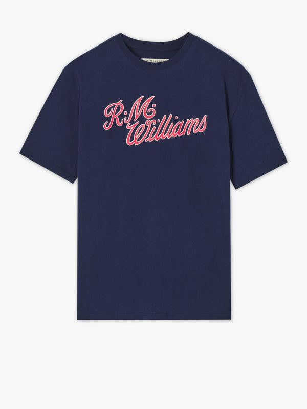 R.M.Williams - RMW Script Tee - Navy/Red