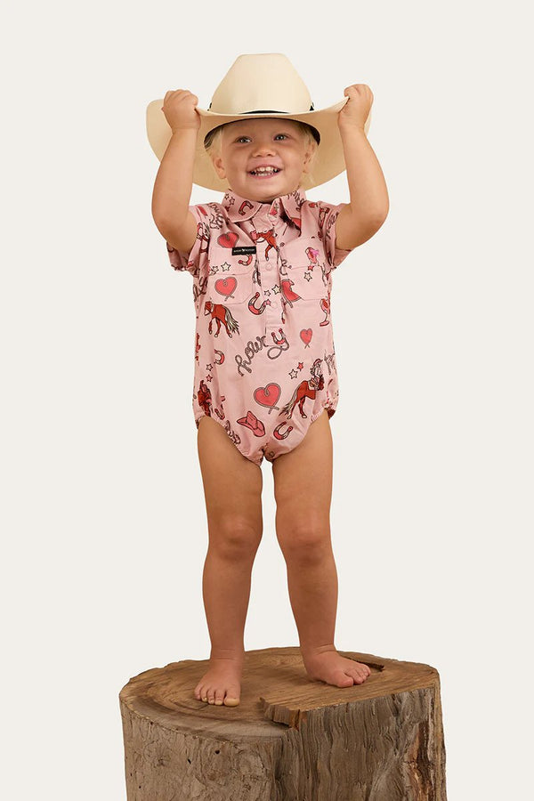 Ringers Western - Romper Babies Mini Cowgirl ~ Dusty Pink