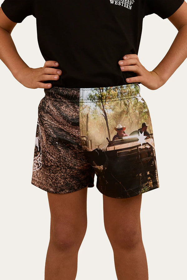Ringers Western - Kids - Footy Short Ringers - OutBush ~ Black