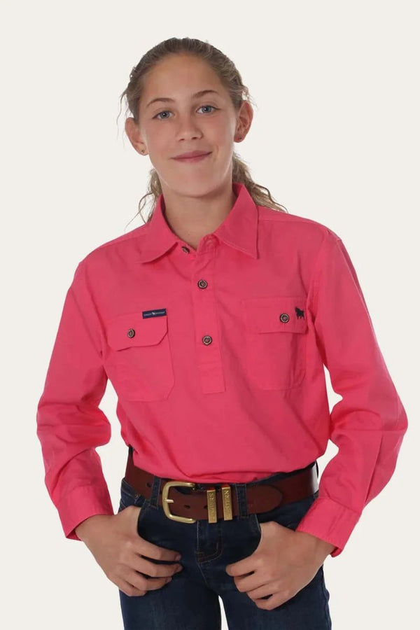 Ringers Western - Kids - Ord River Half Button Shirt ~ Melon