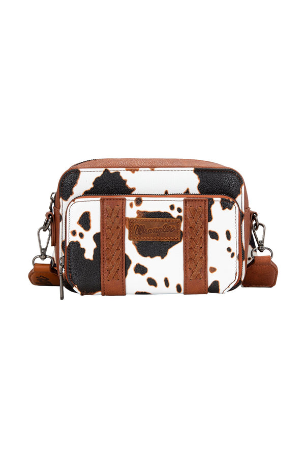 Wrangler - Cow Print Crossbody Small Bag - Dark Tan