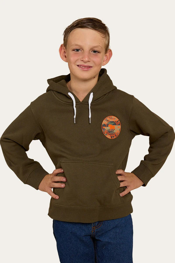 Ringers Western - Kids - Signature Bull Hoodie ~ MilitaryGrn/Camo