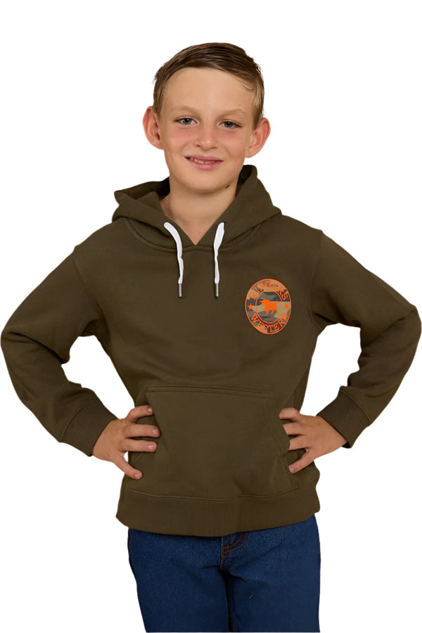 Ringers Western - Kids - Signature Bull Hoodie ~ MilitaryGrn/Camo