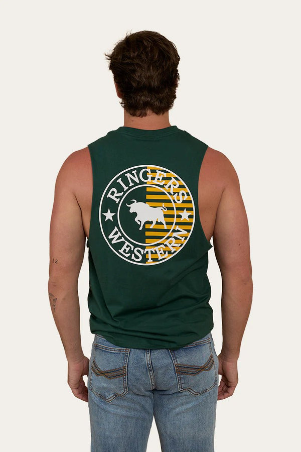Ringers Western - Mens - Signature Bull Muscle Flag Tank - Pine
