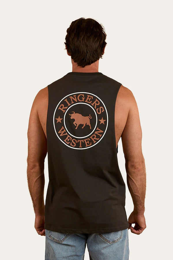 Ringers Western - Mens - Signature Bull Muscle Tank -Charc/Copper