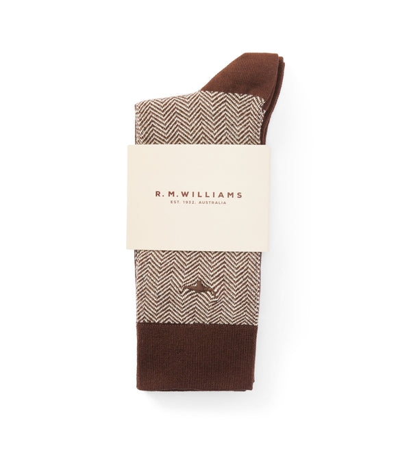 R.M.Williams - Nelson Sock Herringbone 2Pack - HotFudge