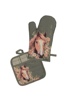 Thomas Cook - Oven Mitt & Pot Holder - Horse - Sage