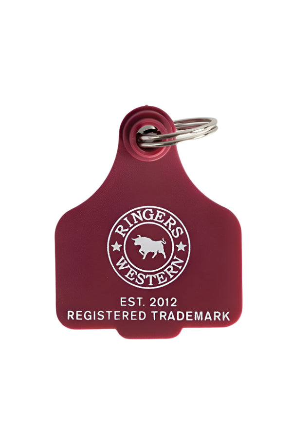 Ringers Western - Cattle Tag Keyring - Burgundy