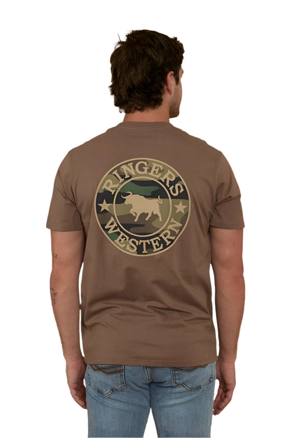 Ringers Western - Signature Bull Loose Tee - Mushroom/Camo
