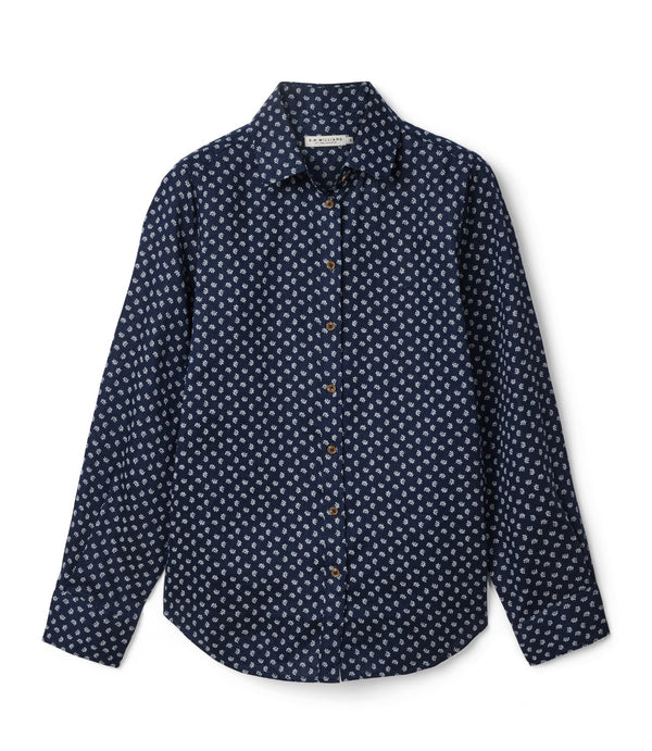 R.M.Williams - Womens - Olney Print Linen Shirt - Navy