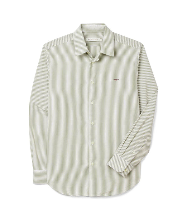 R.M.Williams - Mens - Sommers Regular Poplin Shirt-White/Green