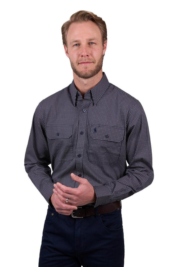 Thomas Cook - Arlo L/S Shirt - Navy/Tan