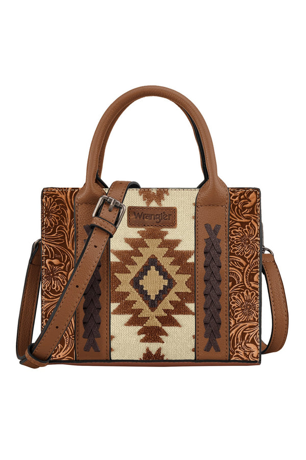 Wrangler - Aztec Tooled Crossbody Bag - Tan