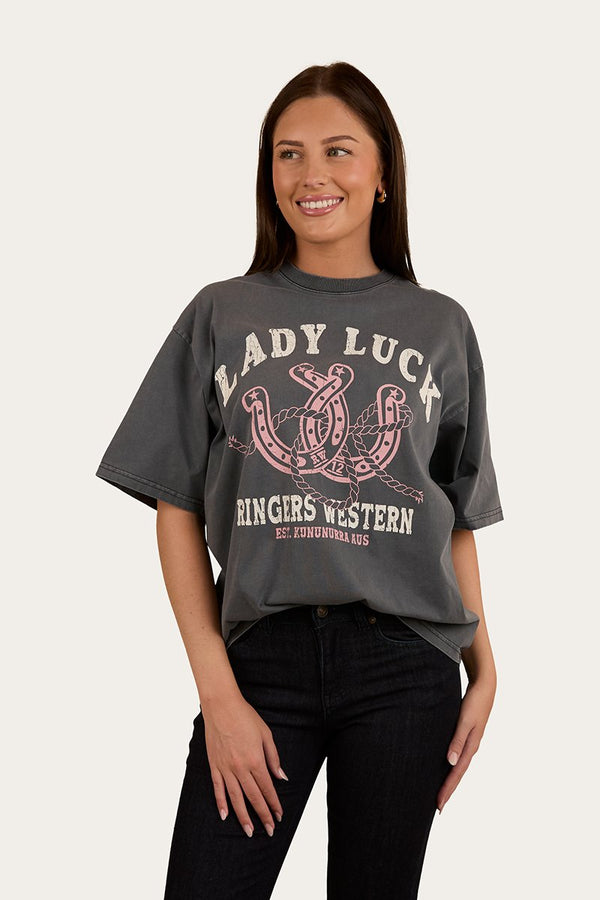 Ringers Western - Womens - Lady Luck Oversized Tee - Washed Black