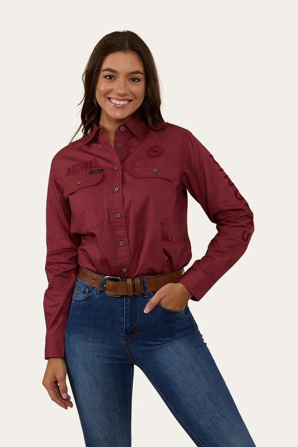 Ringers Western - Jillaroo Full Button Shirt - Cedar/Burg