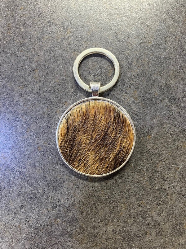 Paisley May - PMB Cowhide Keyring - Silver - Round
