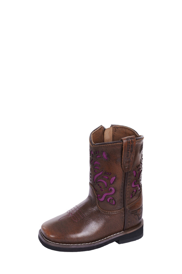 Pure Western - Toddler - High Top Boot (T) - Ottie ~AntqBrwn/Purp