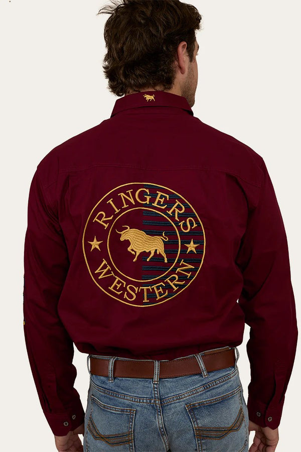 Ringers Western - Mens - Hawkeye Full Button Flag Shirt - Burgndy