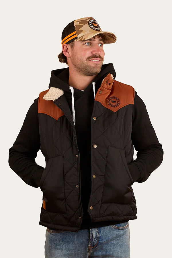 Ringers Western - Mens - McKinlay Puffer Vest - Black/Tobacco