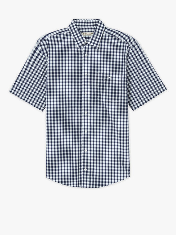 R.M.Williams - Hervey Check S/S Shirt - Navy/White