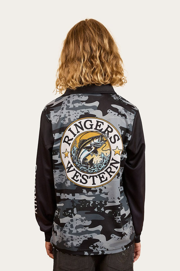 Ringers Western - Kids - Fishing Shirt - Big Catch ~ Black Camo