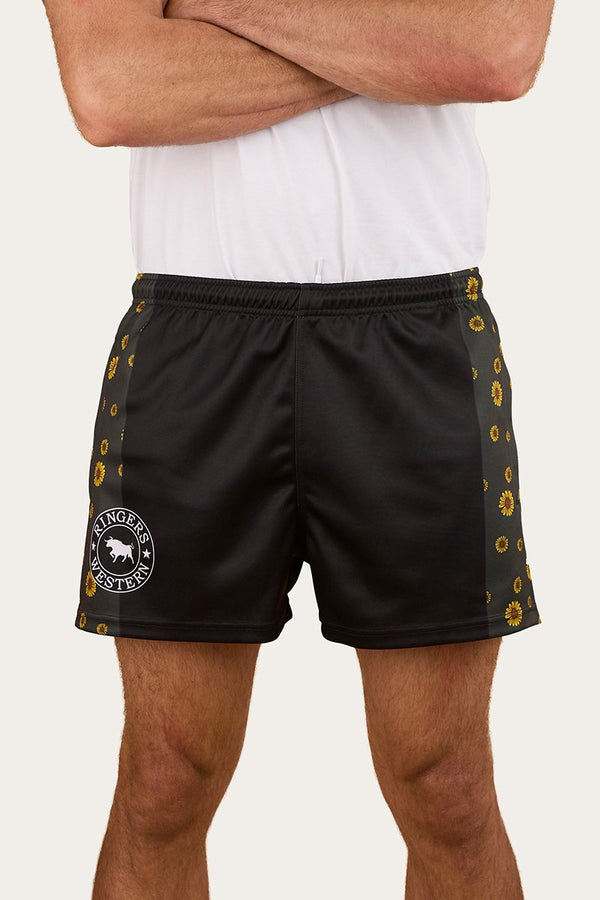Ringers Western - Unisex - Footy Short Ringers Sunflowers - Black