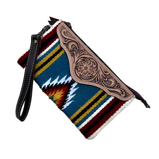 The Design Edge - SaddleBlanket Tooled Sml Clutch - Multi