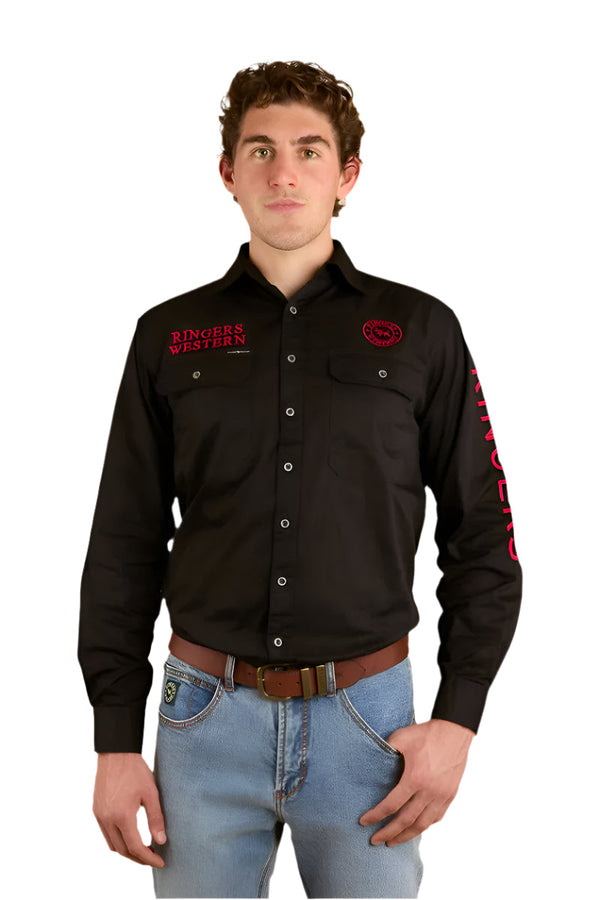 Ringers Western - Hawkeye Full Button Shirt - Black/Red