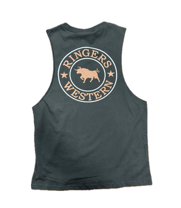 Ringers Western - Mens - Signature Bull Muscle Tank -Charc/Copper