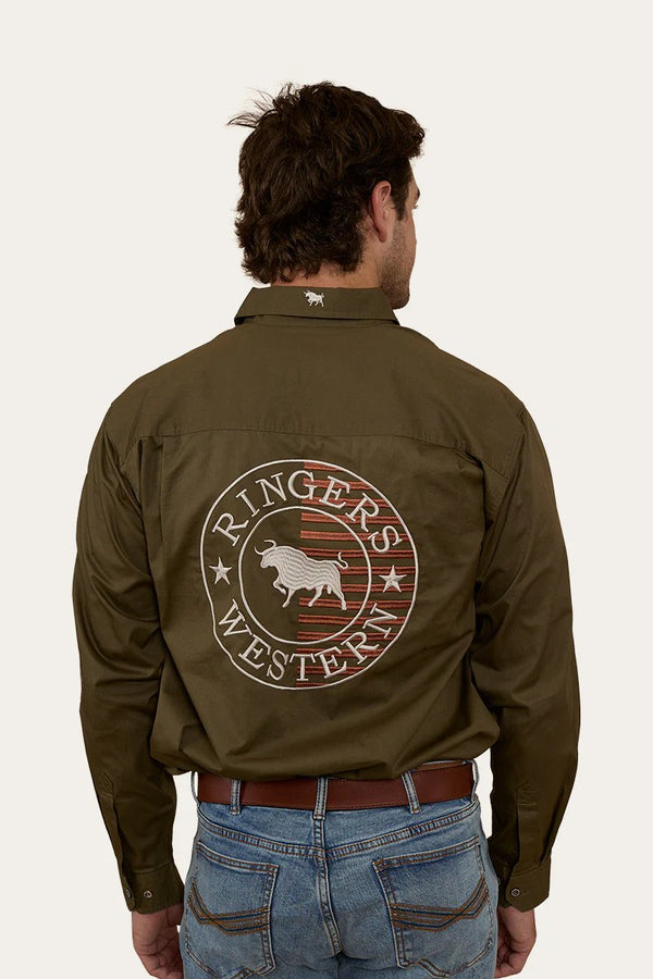 Ringers Western - Mens - Hawkeye Full Button Flag Shirt -MilGreen