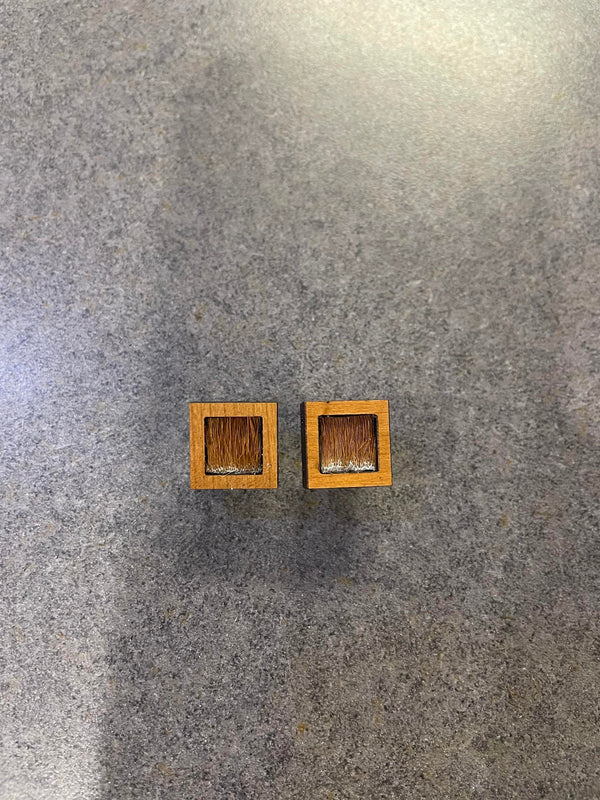 Paisley May - PMB Square Stud Earring - Timber/Cowhide