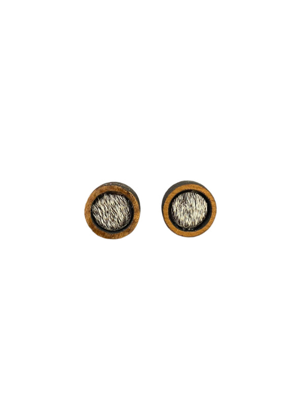 Paisley May - PMB Round Stud Earring - Timber/Cowhide