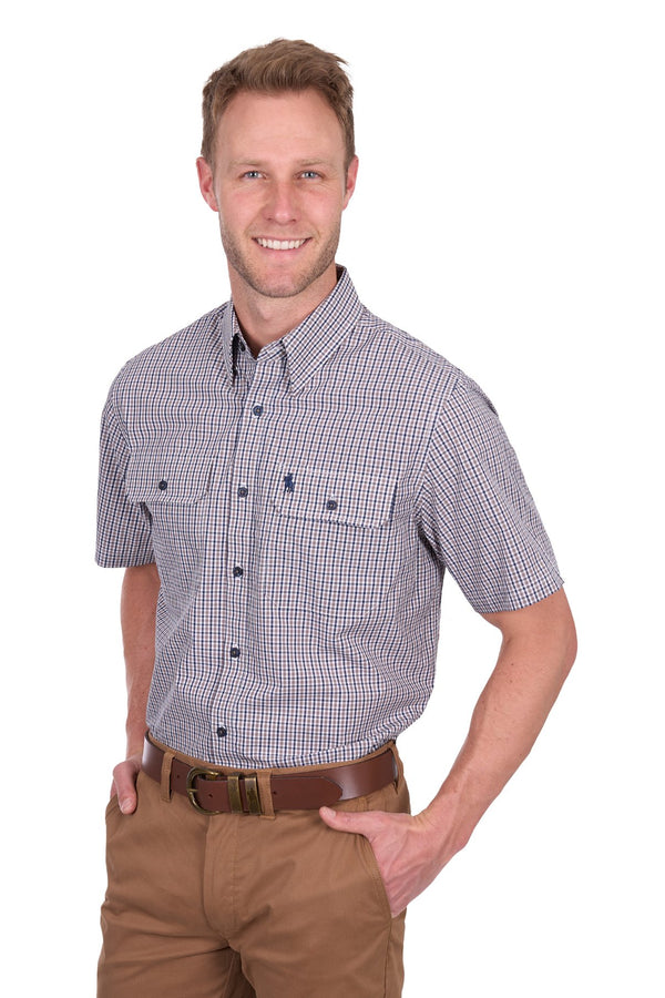 Thomas Cook - Mens - Will S/Sleeve Shirt - Navy/Tan