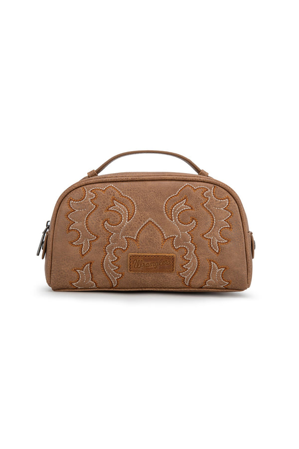 Wrangler - Embroidered Cosmetic Bag - Camel