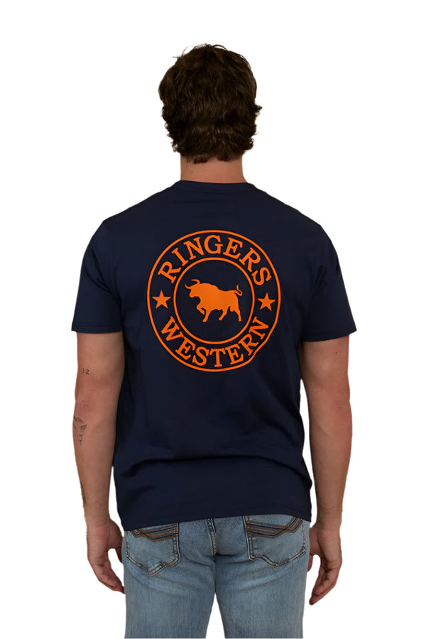 Ringers Western - Signature Bull Loose Tee - Navy/Orange