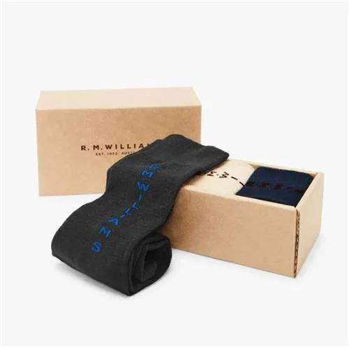 R.M.Williams - Corporate Logo Sock 3 Pack - Black/Bone