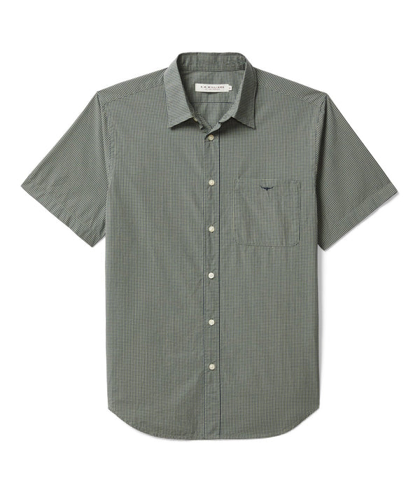 R.M.Williams - Mens - Parkes Regular Poplin S/S Shirt-Sage/Nav