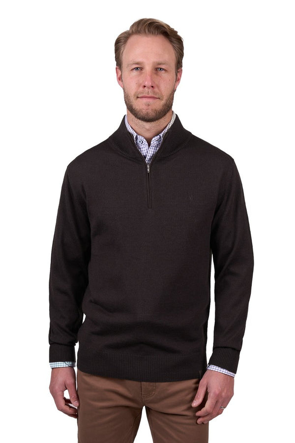 Thomas Cook - Daniel 1/4 Zip WoolBlend Jumper - DBrown